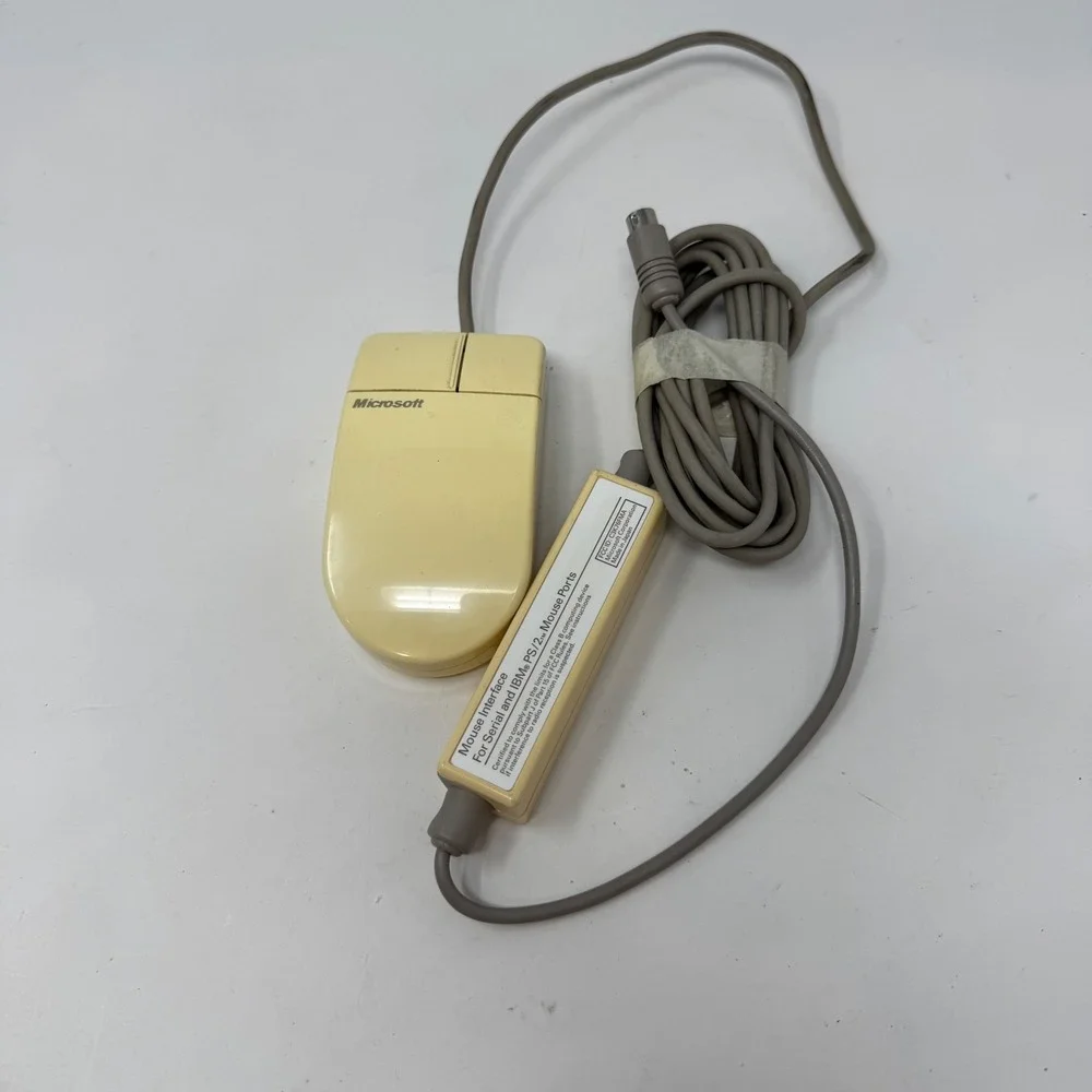 Vintage Microsoft InPort Mouse Dove 2-Button Serial PS2 IBM Interface C3K7PN9937